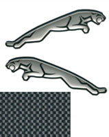 2 x Leaping Leopards Domed Bubble Stickers Carbon Effect 75mm