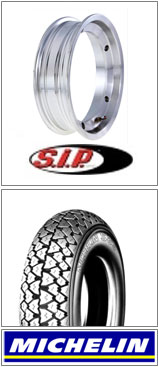 SIP Vespa Tubeless Wheel Rim & Michelin S83-350-10